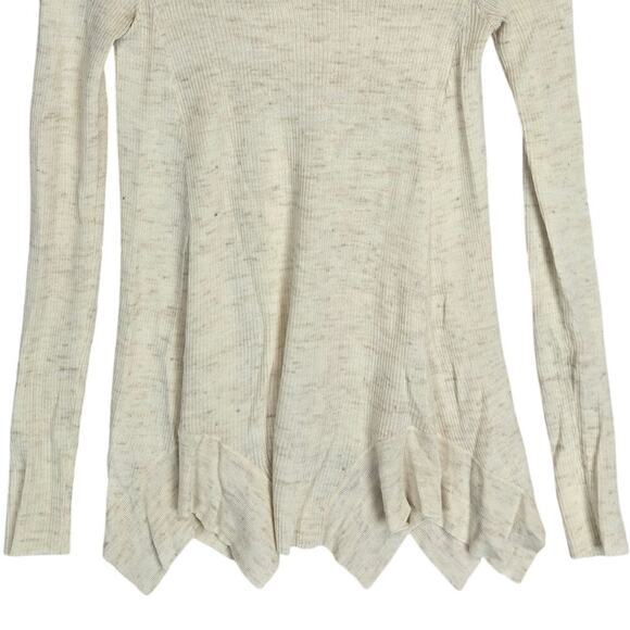 Anthro Sleeping on Snow Cream Cowl Asymmetric Tunic Sweater M Fairy Flowy Top - Picture 5 of 9